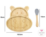 Nursing & Feeding: Bamboo Kids Children Baby Plate Bowl & Silicon Suction Cap Base & Spoon - Hippo