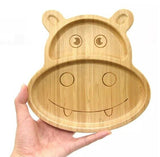 Nursing & Feeding: Bamboo Kids Children Baby Plate Bowl & Silicon Suction Cap Base & Spoon - Hippo