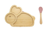 Nursing & Feeding: Bamboo Kids Children Baby Plate Bowl & Silicon Suction Cap Base & Spoon - Rabbit