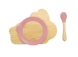 Nursing & Feeding: Bamboo Kids Children Baby Plate Bowl & Silicon Suction Cap Base & Spoon - Rabbit
