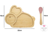 Nursing & Feeding: Bamboo Kids Children Baby Plate Bowl & Silicon Suction Cap Base & Spoon - Rabbit