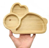 Nursing & Feeding: Bamboo Kids Children Baby Plate Bowl & Silicon Suction Cap Base & Spoon - Rabbit