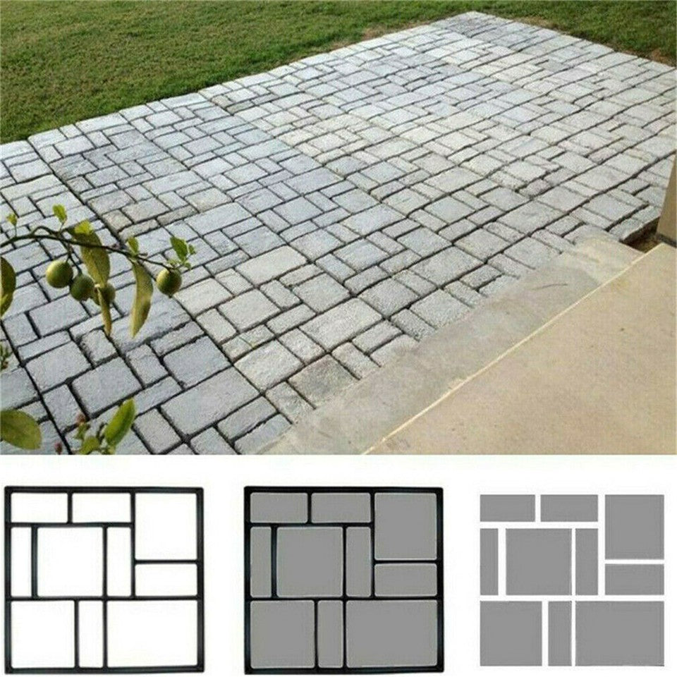 Gardening Accessories: 10Grids Garden Paving Brick Patio Concrete Slabs Maker Path Driveway Stone Mould