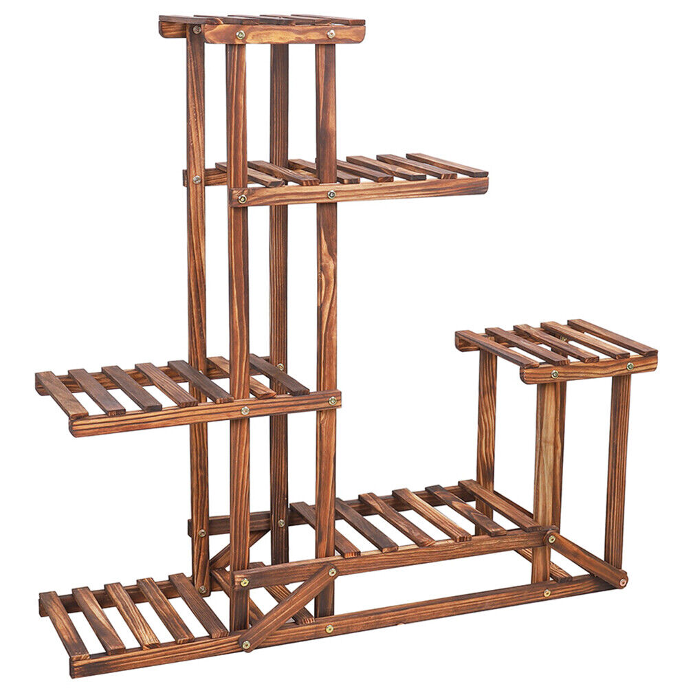 Gardening Accessories: 6-Tier Rustic Wooden Step Plant Stand