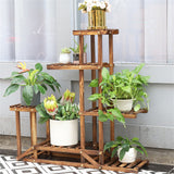 Gardening Accessories: 6-Tier Rustic Wooden Step Plant Stand