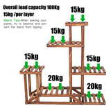 Gardening Accessories: 6-Tier Rustic Wooden Step Plant Stand