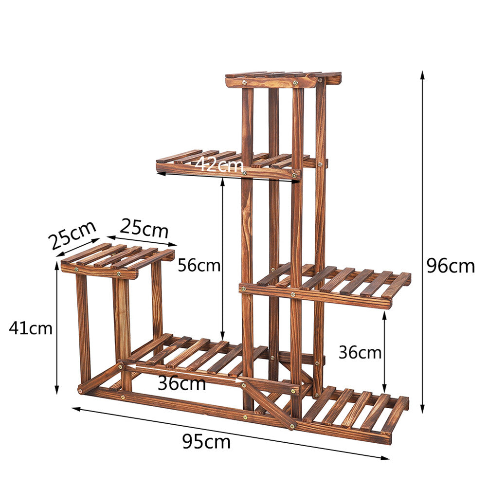 Gardening Accessories: 6-Tier Rustic Wooden Step Plant Stand