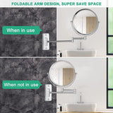Mirrors: Fin Bath Mirror 1X/5X Magnification Wall Mounted Adjustable Makeup Mirror Arm Extend