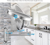 Mirrors: Fin Bath Mirror 1X/5X Magnification Wall Mounted Adjustable Makeup Mirror Arm Extend