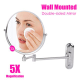 Mirrors: Fin Bath Mirror 1X/5X Magnification Wall Mounted Adjustable Makeup Mirror Arm Extend