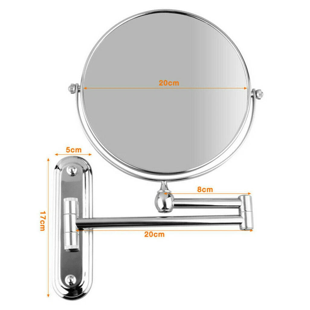 Makeup Mirrors: Extendable Wall-Mounted Makeup Mirror with 10× Magnification, Double-Sided