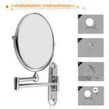 Makeup Mirrors: Extendable Wall-Mounted Makeup Mirror with 10× Magnification, Double-Sided