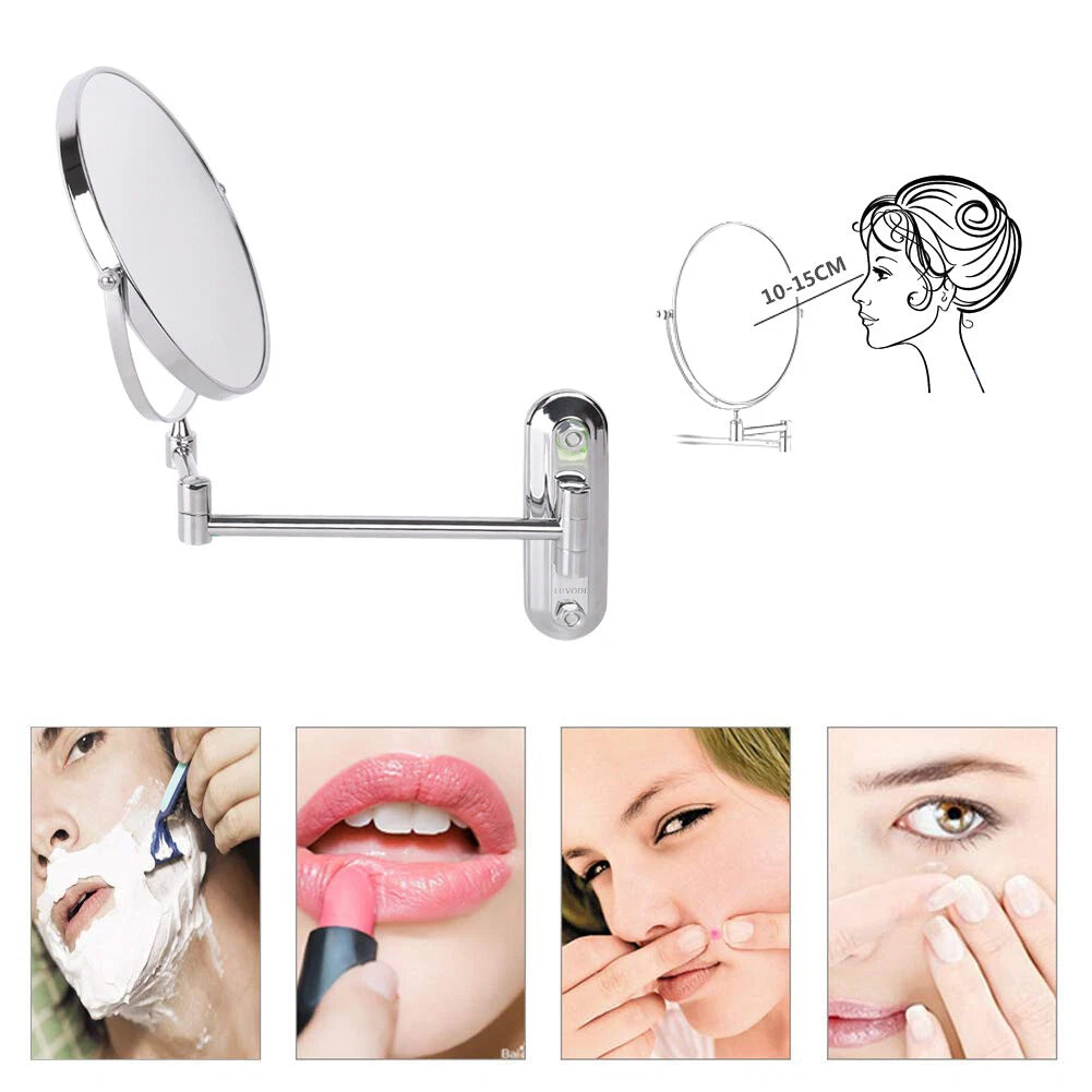 Makeup Mirrors: Extendable Wall-Mounted Makeup Mirror with 10× Magnification, Double-Sided