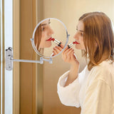 Makeup Mirrors: Extendable Wall-Mounted Makeup Mirror with 10× Magnification, Double-Sided