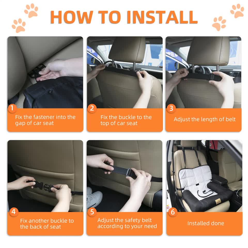 Dog Carriers & Crates: Waterproof Dog Car Seat Bed with Safety Belt