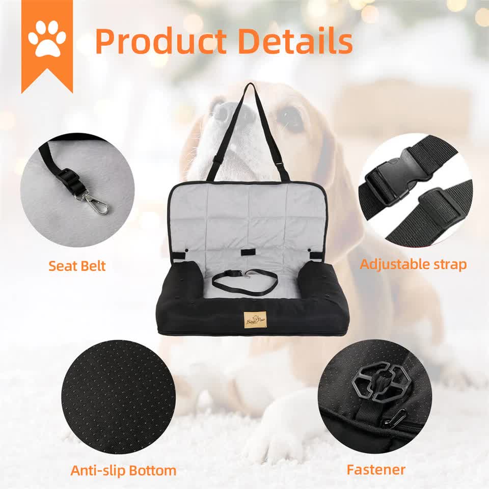 Small Waterproof Dog Car Seat Bed with Safety Belt