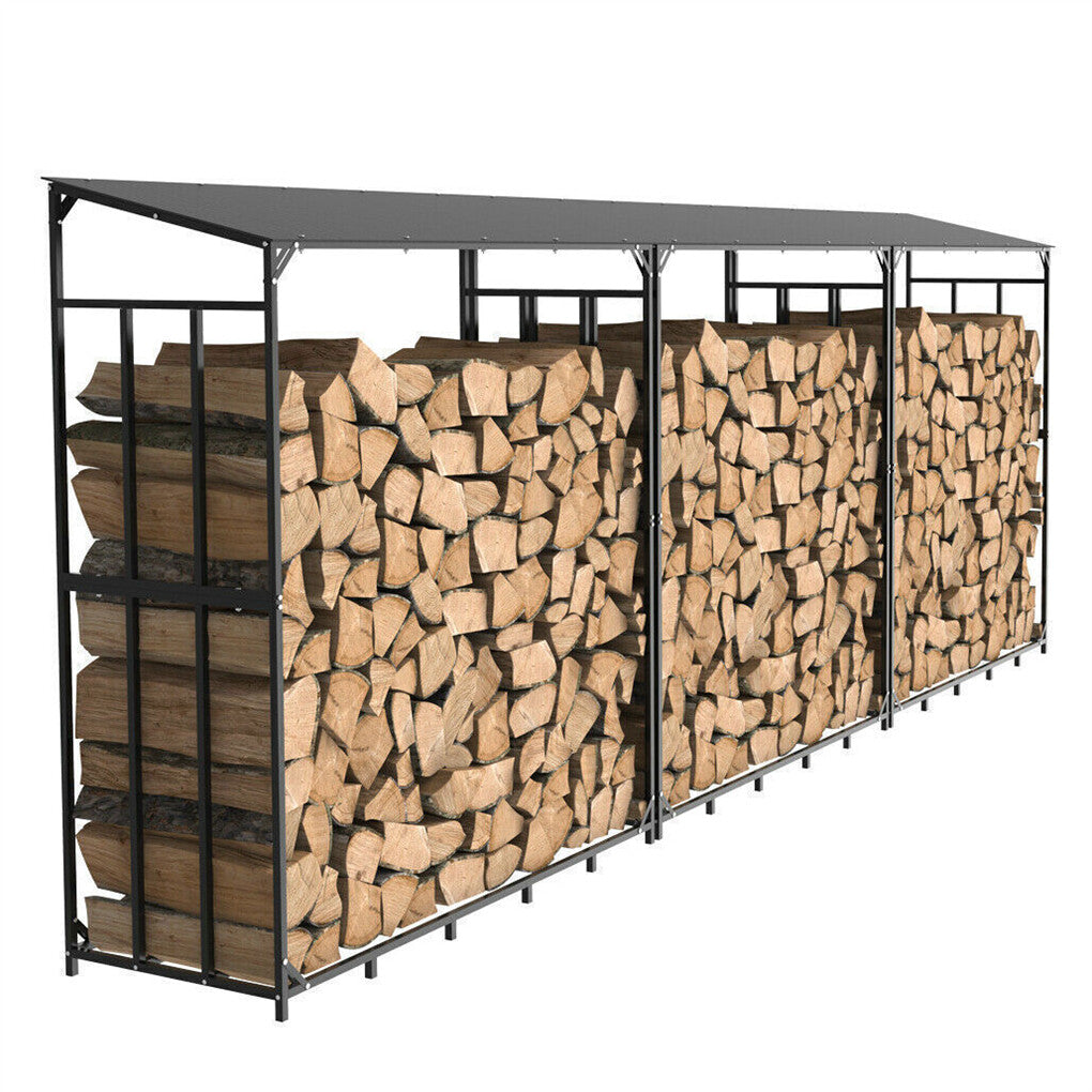 Gardening Accessories: FIN Heavy Duty Firewood Log Rack Large Storage Holder Shed Rack Outdoor Garden Yard