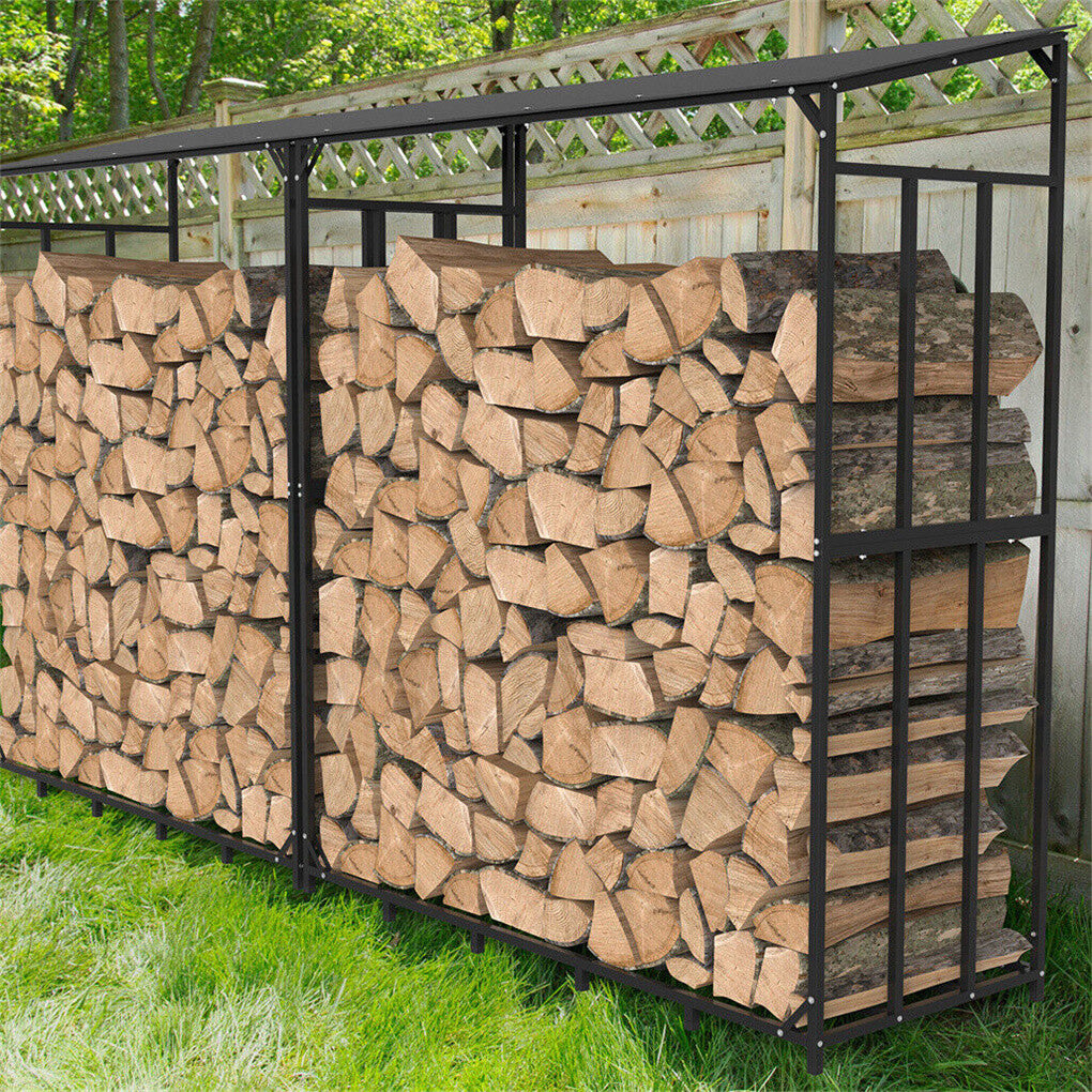 Gardening Accessories: FIN Heavy Duty Firewood Log Rack Large Storage Holder Shed Rack Outdoor Garden Yard