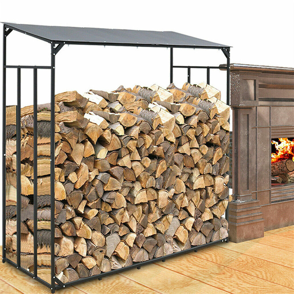 Gardening Accessories: FIN Heavy Duty Firewood Log Rack Large Storage Holder Shed Rack Outdoor Garden Yard