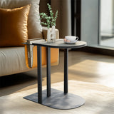 Side Tables: Luxury C Shaped End Table Small Accent Table Faux Leather Top With Storage Bag