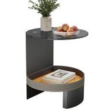 Side Tables: 2 Tier Luxury Side End Table Glass Top Saddle Leather Storage Shelf Accent Table