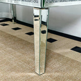 Coffee Tables: Silver Mirrored Coffee Table with Crushed Crystal Diamond Inlay Rectangular Center Table for Living Room