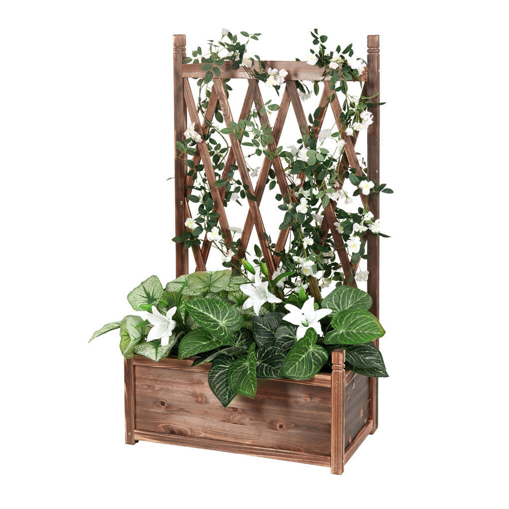 Garden Beds & Planters: Extra Large Wooden Raised Plant Bed Garden Elevated Planter Box with Trellis