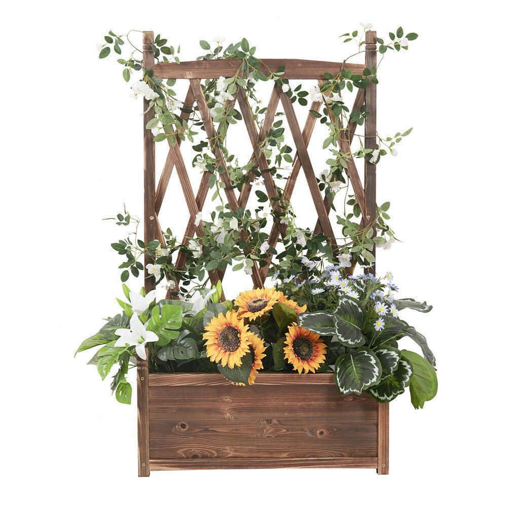Garden Beds & Planters: Extra Large Wooden Raised Plant Bed Garden Elevated Planter Box with Trellis