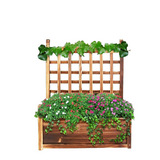 Garden Beds & Planters: Fin Large Wooden Planter Box Stand Flowerpot Box W/ Trellis Support Patio Lattice