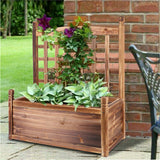 Garden Beds & Planters: Fin Large Wooden Planter Box Stand Flowerpot Box W/ Trellis Support Patio Lattice