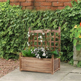 Garden Beds & Planters: Fin Large Wooden Planter Box Stand Flowerpot Box W/ Trellis Support Patio Lattice