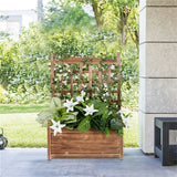 Garden Beds & Planters: Fin Large Wooden Planter Box Stand Flowerpot Box W/ Trellis Support Patio Lattice
