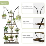 180Cm Tall Plant Stand Indoor Vase-Shape Metal Plant Shelf With Hanging Hooks