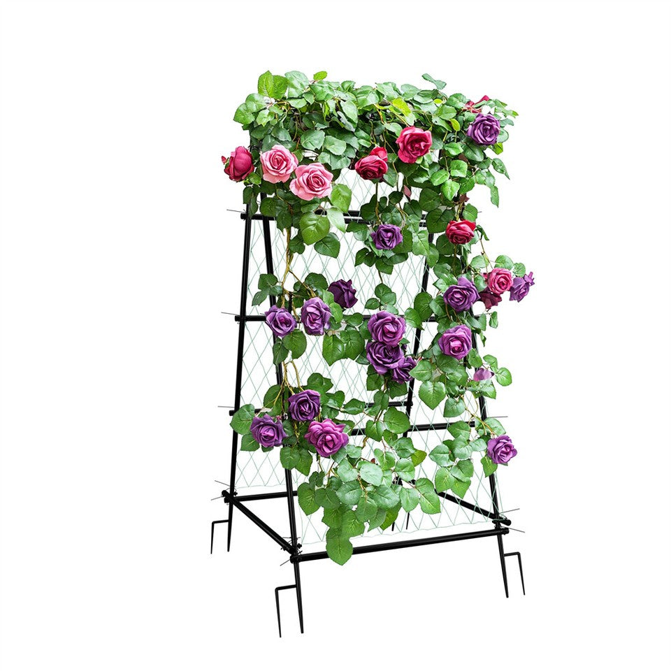 Garden Beds & Planters: FIN Metal Garden Trellis Arch Climbing Plants Grow Support Frame with Ground Spikes