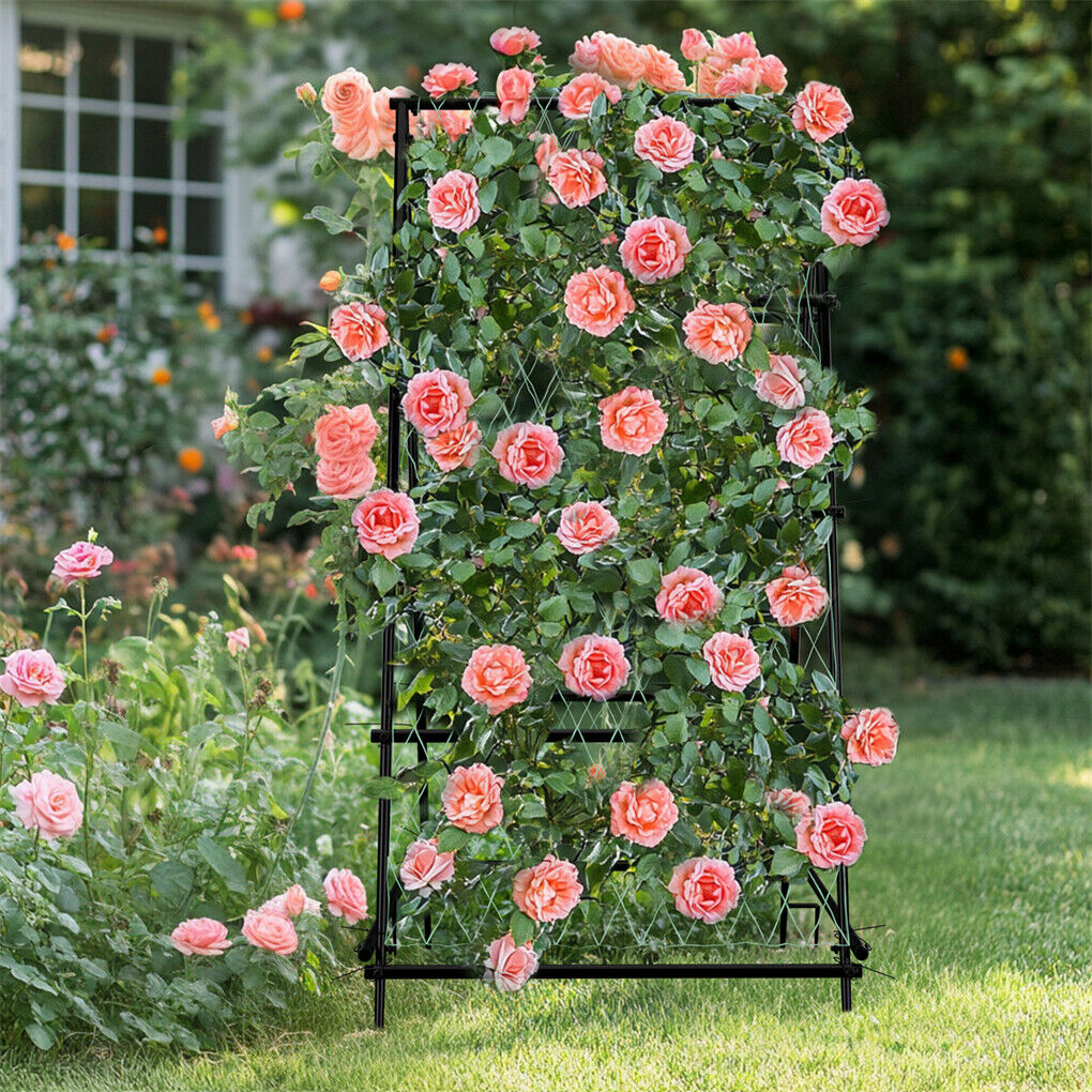 Garden Beds & Planters: FIN Metal Garden Trellis Arch Climbing Plants Grow Support Frame with Ground Spikes