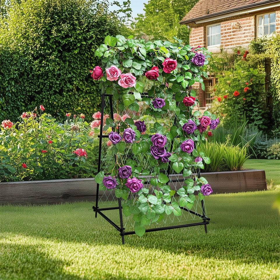 Garden Beds & Planters: FIN Metal Garden Trellis Arch Climbing Plants Grow Support Frame with Ground Spikes