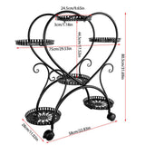 6 Potted Heart-shaped Metal Tall Plant Stand Rolling Garden Cart Flower Racks AU