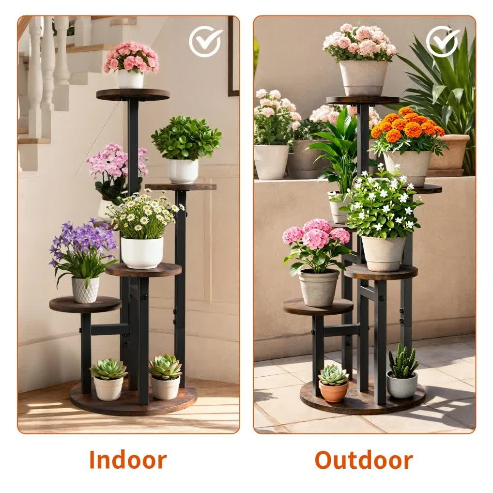 Multi-Tier Flower Plant Stand Industrial Metal Garden Flower Pots Rack AU