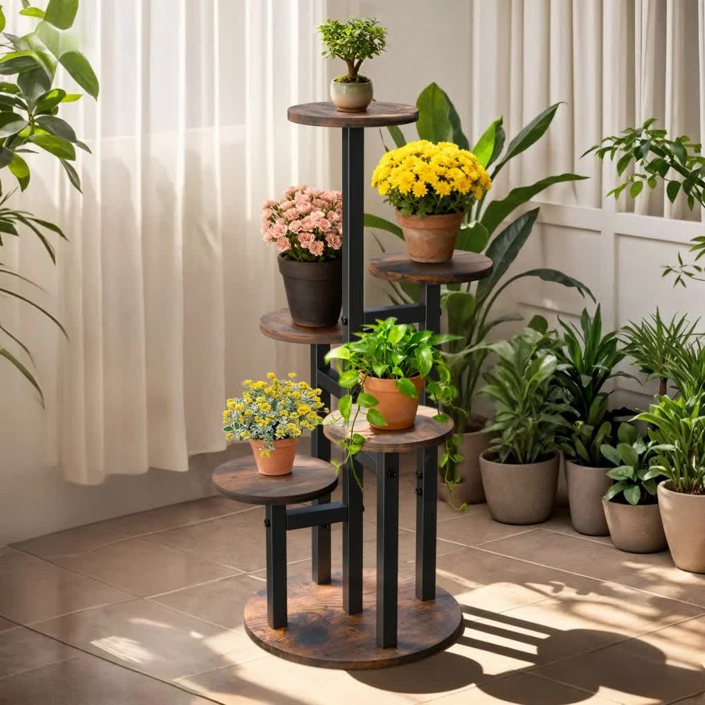 Multi-Tier Flower Plant Stand Industrial Metal Garden Flower Pots Rack AU