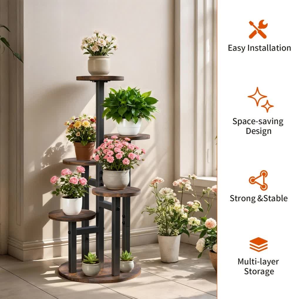Multi-Tier Flower Plant Stand Industrial Metal Garden Flower Pots Rack AU