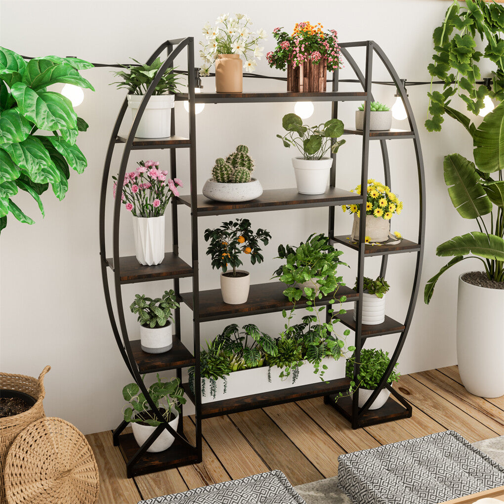Gardening Accessories: FIN 8Tier Jumbo Plant Stand Vase Shape Flower Bonsai Pot Display Rack Indoor Outdoor