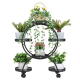 Gardening Accessories: Metal Plant Stand Rack 4Tier Indoor Flower Pot Stand with Wheels for Living Room