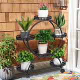 Gardening Accessories: Metal Plant Stand Rack 4Tier Indoor Flower Pot Stand with Wheels for Living Room