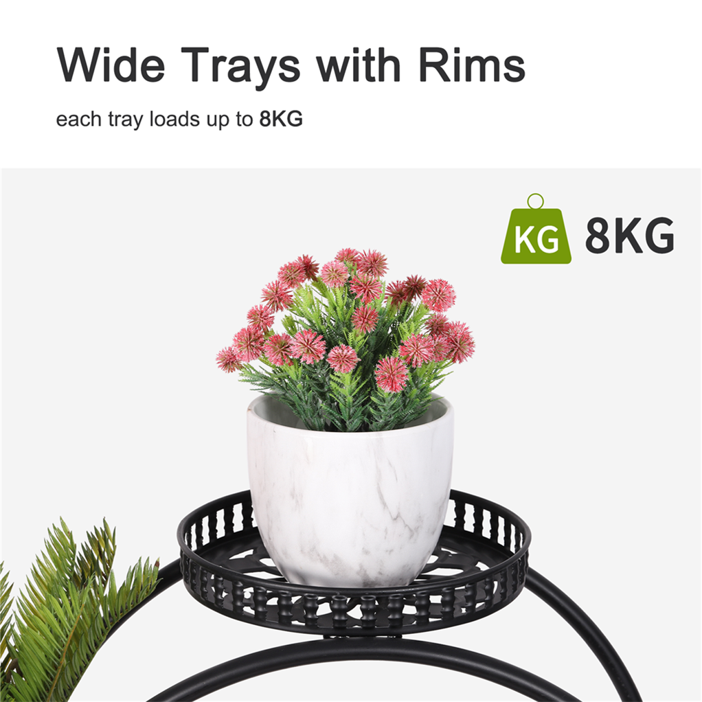 Gardening Accessories: Metal Plant Stand Rack 4Tier Indoor Flower Pot Stand with Wheels for Living Room