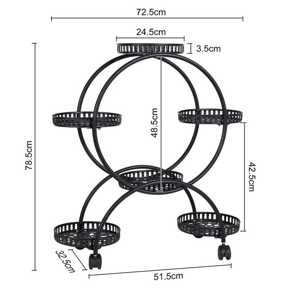 Gardening Accessories: Metal Plant Stand Rack 4Tier Indoor Flower Pot Stand with Wheels for Living Room