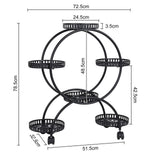 Gardening Accessories: Metal Plant Stand Rack 4Tier Indoor Flower Pot Stand with Wheels for Living Room