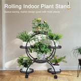 Gardening Accessories: Metal Plant Stand Rack 4Tier Indoor Flower Pot Stand with Wheels for Living Room