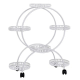 Gardening Accessories: Fin White Metal Plant Stand 6-Potted Flower Pot Holder W Wheels 4 Tier Display Shelf