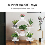 Gardening Accessories: Fin White Metal Plant Stand 6-Potted Flower Pot Holder W Wheels 4 Tier Display Shelf