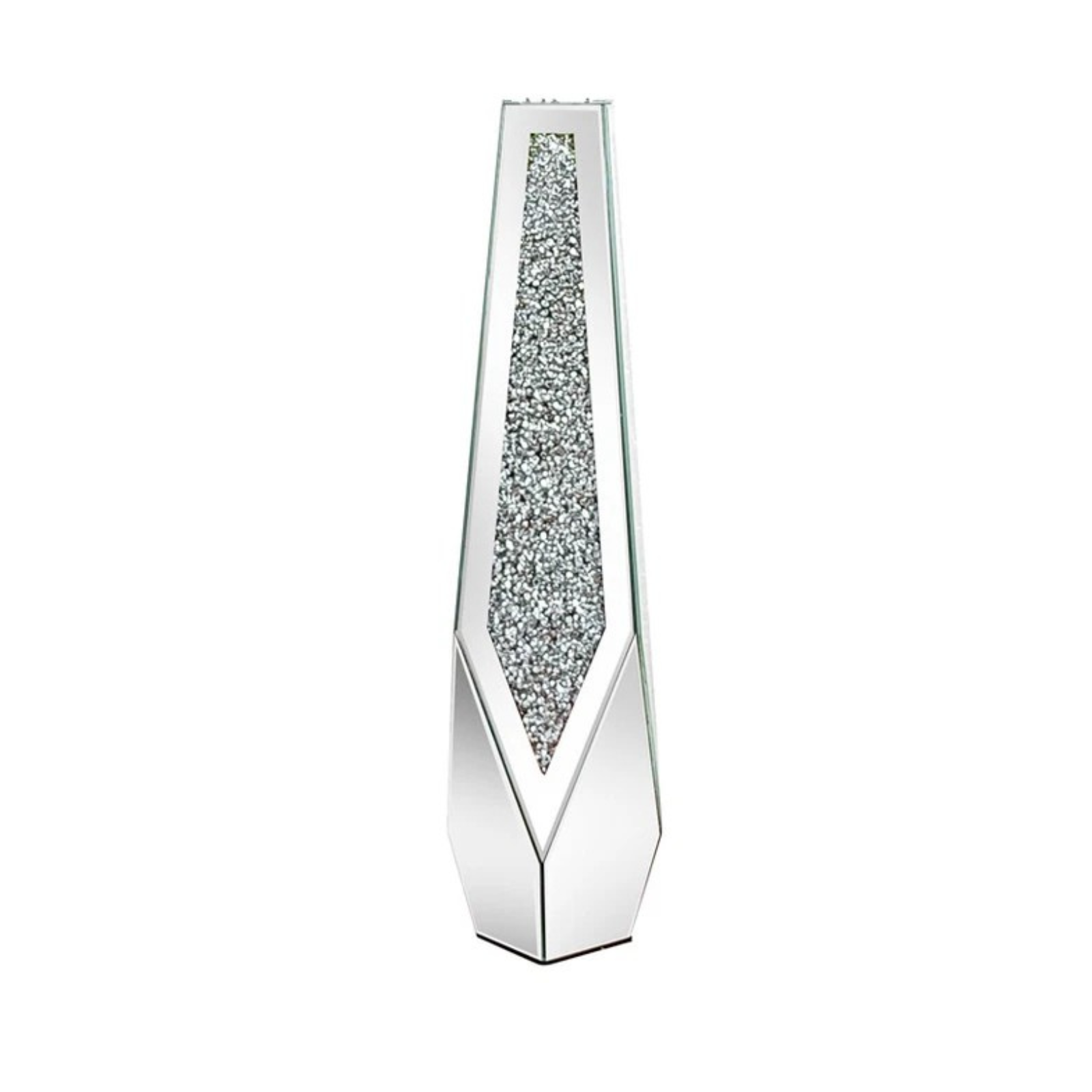 Vases & Table Decor: P&P Silver Sparkling Diamond Floor Vase with Glass Inlay for Modern Living Room Decoration